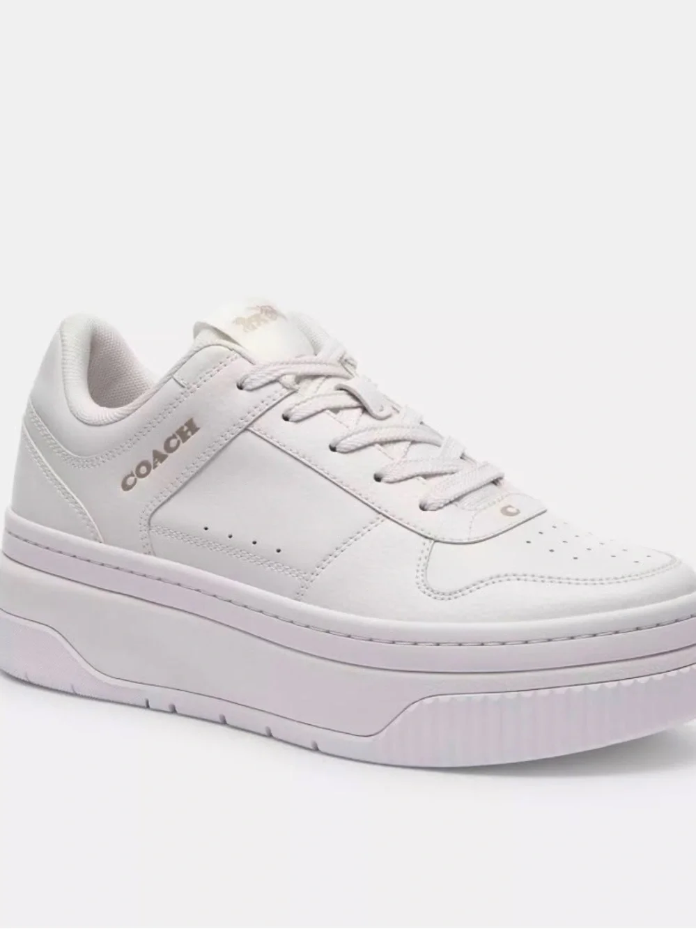 COACH Women's Pale Pink Leather Platform Sneaker